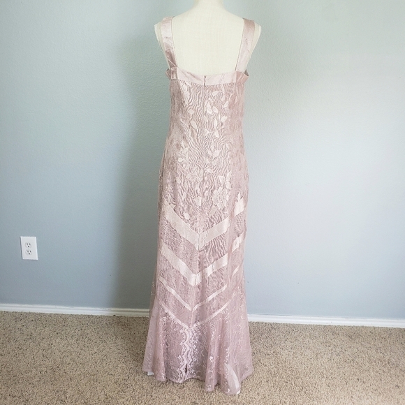 DAMIANOU Vtg 2 Piece Formal Maxi Dress Jacket Set Sheer Lace Floral Pink Sz S - Picture 9 of 14